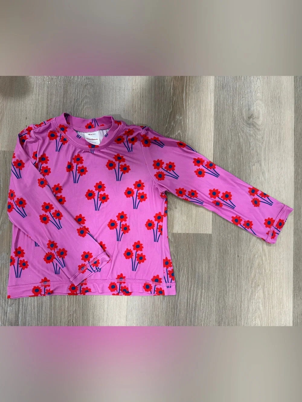 Hanna Andersson Pink Long-Sleeve Swim Rashguard with Red Poppy Floral Print